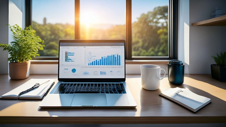 Laptop displaying a home value analysis dashboard for an online home estimate