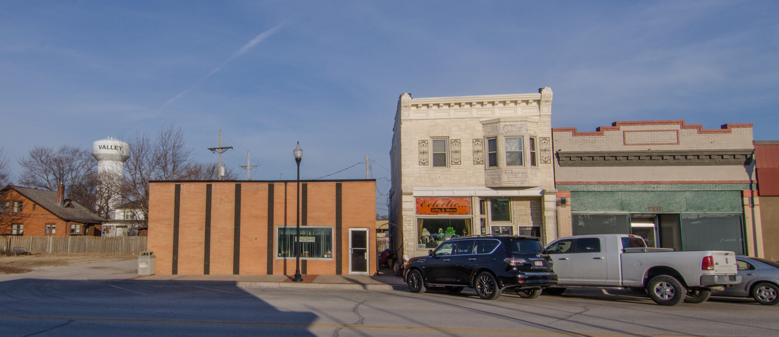 Downtown Valley, Nebraska and water tower